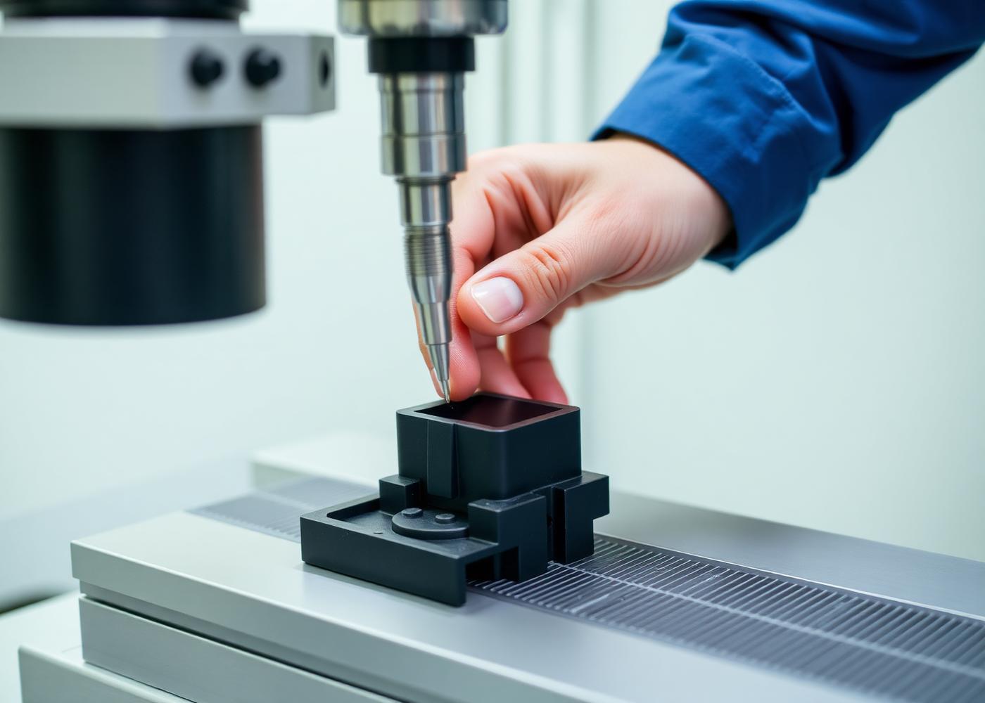 CMM coordinate measuring machine inspecting a molded plastic component